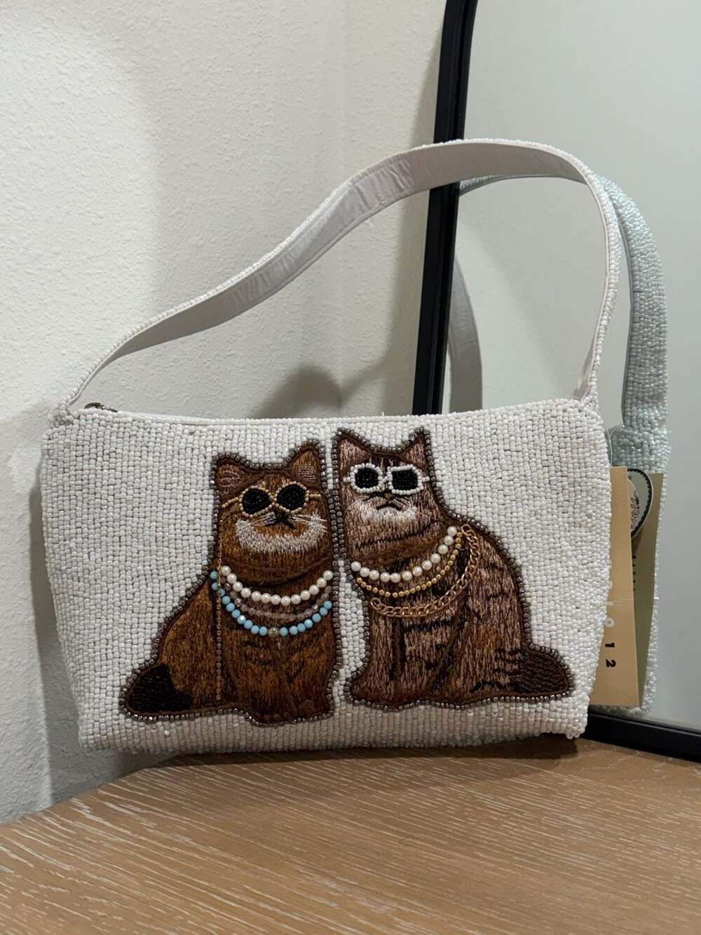 Studio 12 Beaded Cat Clutch Bag